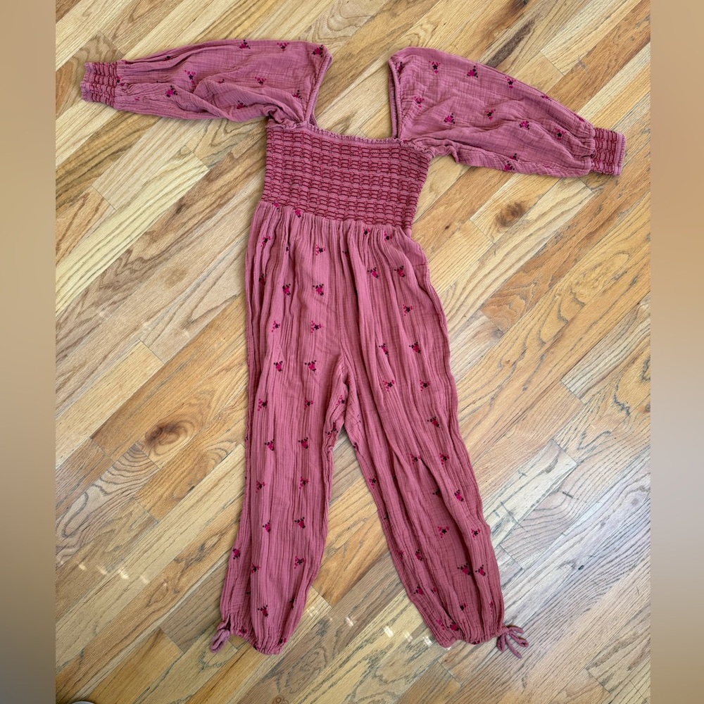 Free people dahlia smocked wide leg jumpsuit